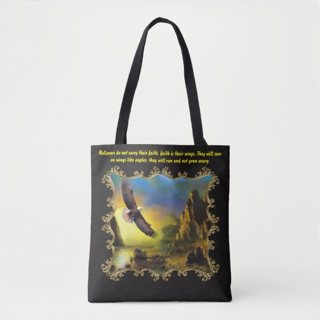 Sie steigen auf Flügeln wie Adlern an. Goldrahmen Tasche (Vorderseite)