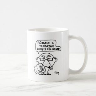 Sie stellen sich zu arbeiten kaffeetasse