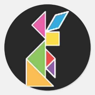 sie tangram rabbit Kaninchen Runder Aufkleber