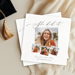 Sie tat es Minimalistisch Foto Grad Party Serviette