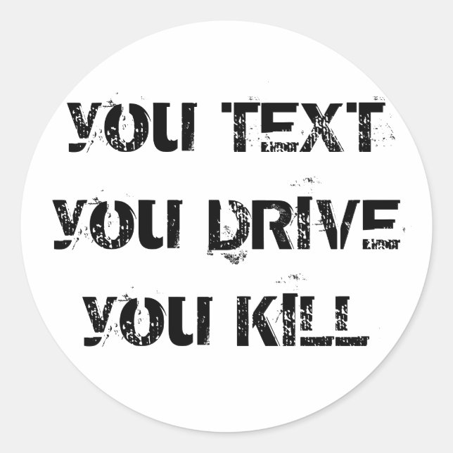 Sie TEXT, DEN Sie FAHREN, KÜRZEN Runder Aufkleber (Vorderseite)