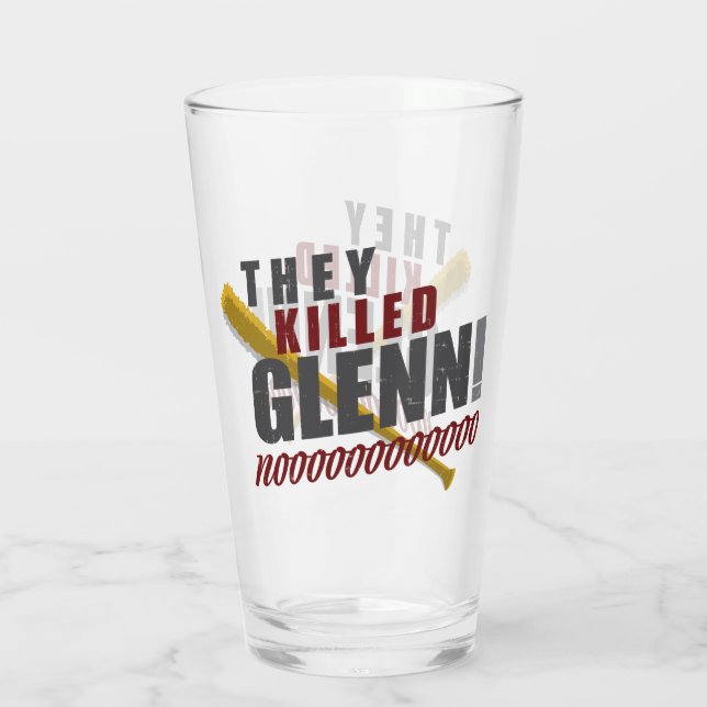 "Sie töteten Glenn" gehendes totes Fan-Bier Glas (Rückseite)