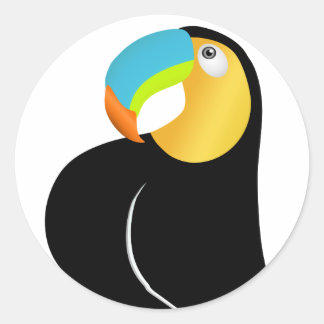 Sie Toucan Focus. Runder Aufkleber