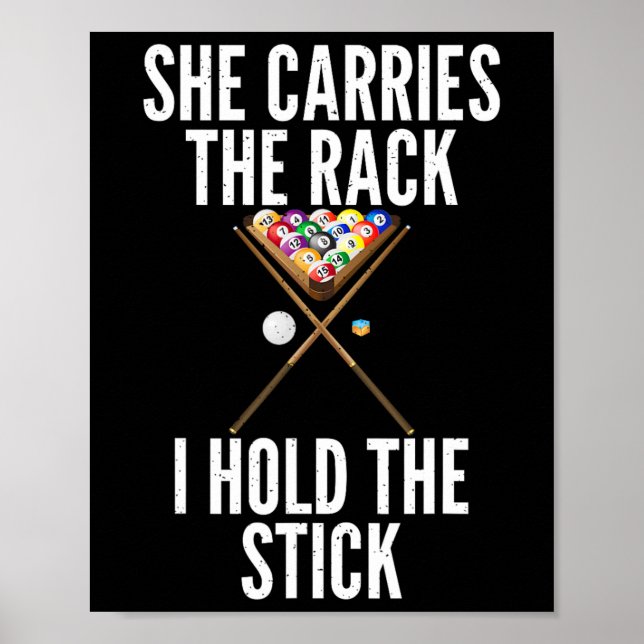 Sie trägt den Rack, den ich halte, den Stick Funny Poster (Vorne)