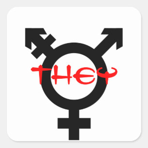 Sie transgender quadratischer aufkleber