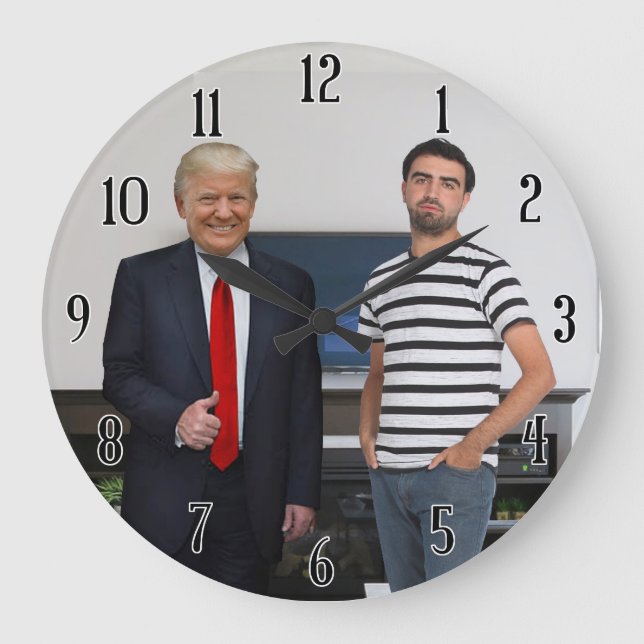 Sie treffen Präsident Donald Trump | Foto hinzufüg Große Wanduhr (Vorderseite)