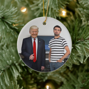 Sie treffen Präsident Donald Trump Foto hinzufüg Keramik Ornament