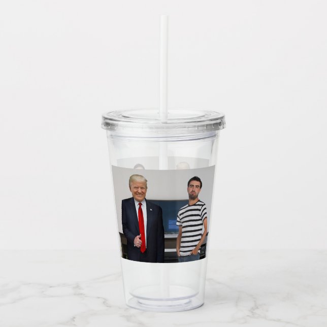Sie treffen Präsident Donald Trump| Foto hinzufüge Acryltrinkbecher (Vorderseite)