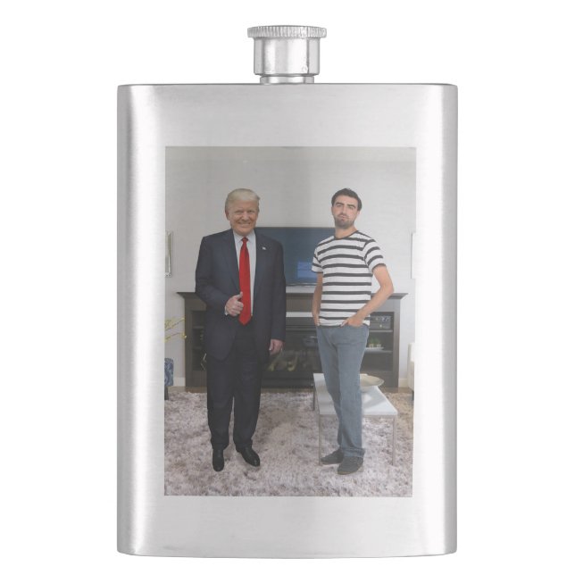 Sie treffen Präsident Donald Trump| Foto hinzufüge Flachmann (Vorderseite)