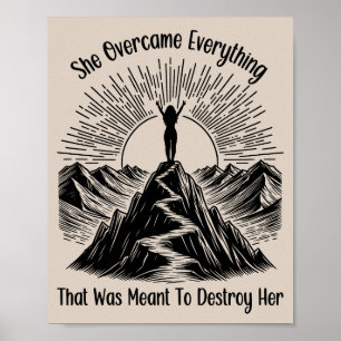 Sie überwand die Kunst der Berglinie Poster