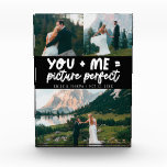 Sie und ich Bild Perfekt Frischvermählte Schwarz Fotoblock<br><div class="desc">Whimsical und spielerisch Hochzeitsandenken mit 3 Fotos von den Frischvermählten mit einem typografischen Text, der "du ich = bild perfeckt" sagt. Schwarz.</div>