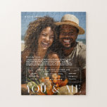 Sie und ich | Foto für Personalisierte Paare<br><div class="desc">Dieses Hochzeitsstats-Puzzle ist so gestaltet, dass es wie ein stilvolles Titelbild eines Magazins aussieht. Mit trendigem, modernem Typografie-Overlay und Ihrem bevorzugten Foto. Ein perfekter Sake für einen ganz besonderen Tag. Verwenden Sie die Entwurfswerkzeuge, um eine beliebige Hintergrundfarbe auszuwählen, Fotos hinzuzufügen, Textfarben und Schriftart zu ändern, um einen eigenen Einheitsbezug zu...</div>