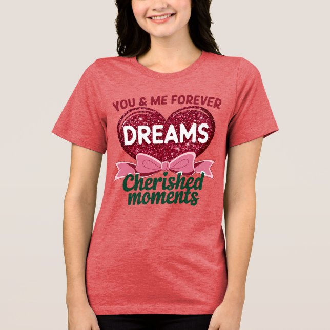Sie und ich für immer Herzdesign funkeln Tri-Blend Shirt (Vorderseite)