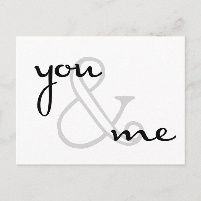 Sie und ich moderne Schwarz-weiße Design-Liebe Postkarte (Vorderseite)
