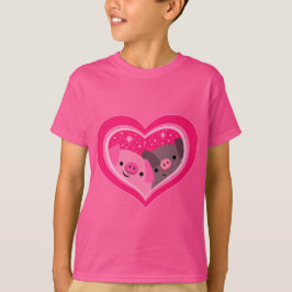 Sie und ich (Niedliche Schweine des Cartoon) Kinde T-Shirt