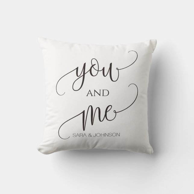 Sie und ich, personalisiertes Hochzeitsgeschenk Kissen (Vorderseite)