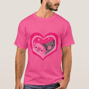 Sie und ich (Schweine des Niedlichen Cartoon) T -  T-Shirt
