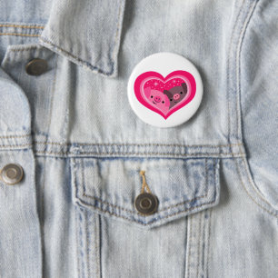 Sie und ich (Schweine mit Niedlichem Cartoon) Button