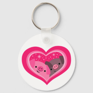 Sie und ich (Schweine mit Niedlichem Cartoon) Schlüsselanhänger