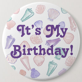 Sie verkauft Muscheln Geburtstags-Girl-Button Button