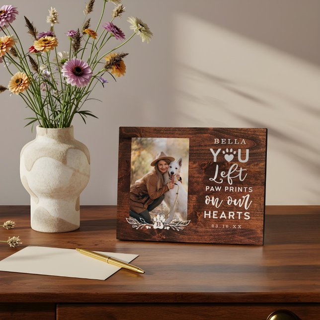 Sie Verlassen Paw Prints auf unserem Hearts Pet Me Fotoplatte (You Left Paw Prints On Our Hearts Pet Memorial Plaque)