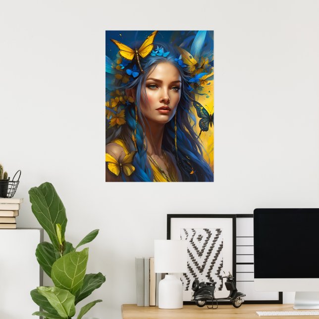 Sie von den Schmetterlingen | Digitale Kunst Poster (Heimbüro)