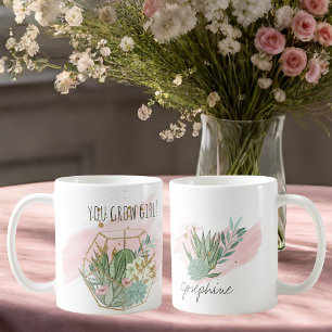 Sie wachsen Girl Pflanze Lover Pun Succulents Glit Kaffeetasse