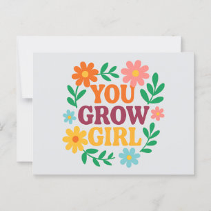 Sie wachsen Mädchen - Helle florale Inspirationska Postkarte