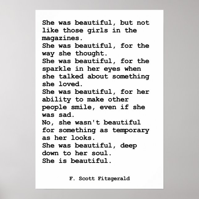 Sie war schön von F. Scott Fitzgerald 2 Poster (Vorne)