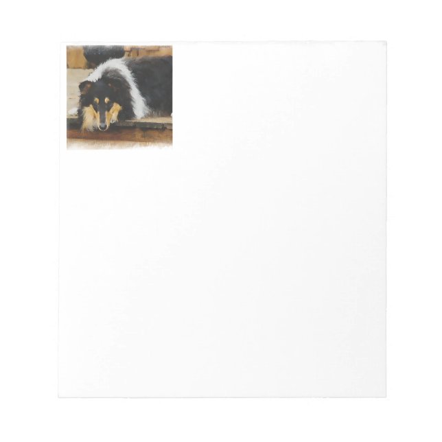 Sie wartet Tri Color Collie Notizblock (Vorderseite)