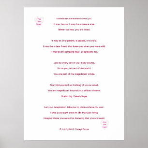 Sie werden geliebt, Gedicht von Cheryl Paton, Post Poster