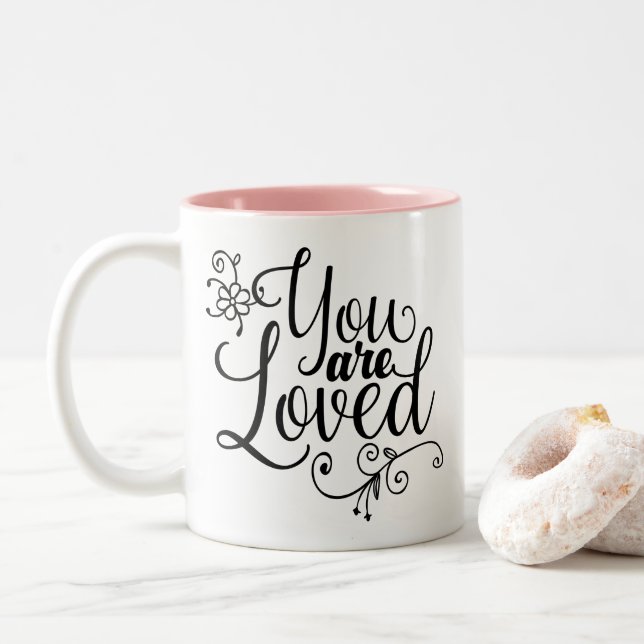 Sie werden geliebt zweifarbige tasse (Mit Donut)