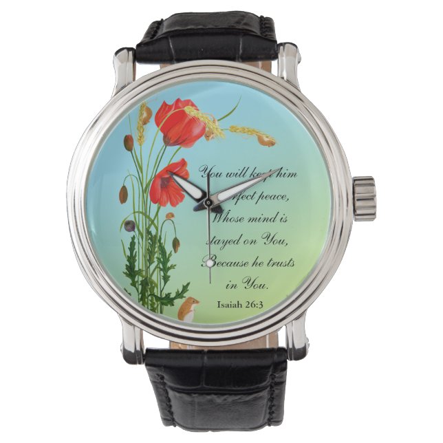 Sie werden ihn in vollkommener Frieden Bibel Verse Armbanduhr (Vorderseite)