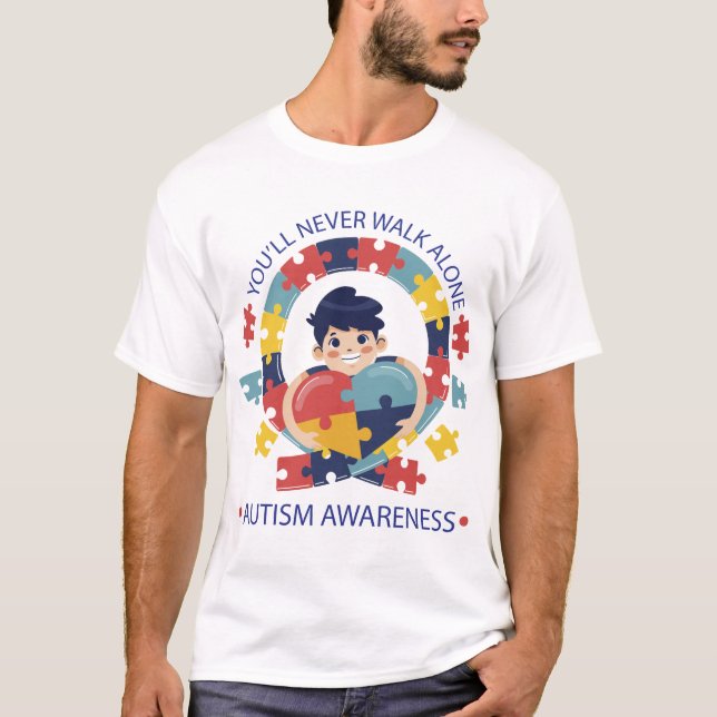 Sie werden niemals allein laufen, um für Autismus  T-Shirt (Vorderseite)