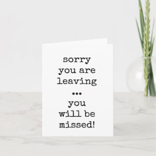 Sie werden vermisst, Verlassend Kollege, Abschieds Karte