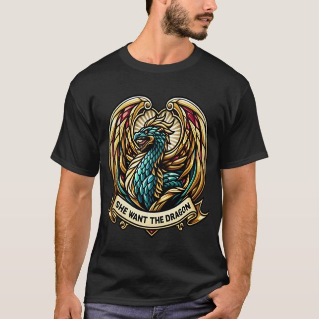Sie will das Dragon Stain Glass Design T-Shirt (Vorderseite)