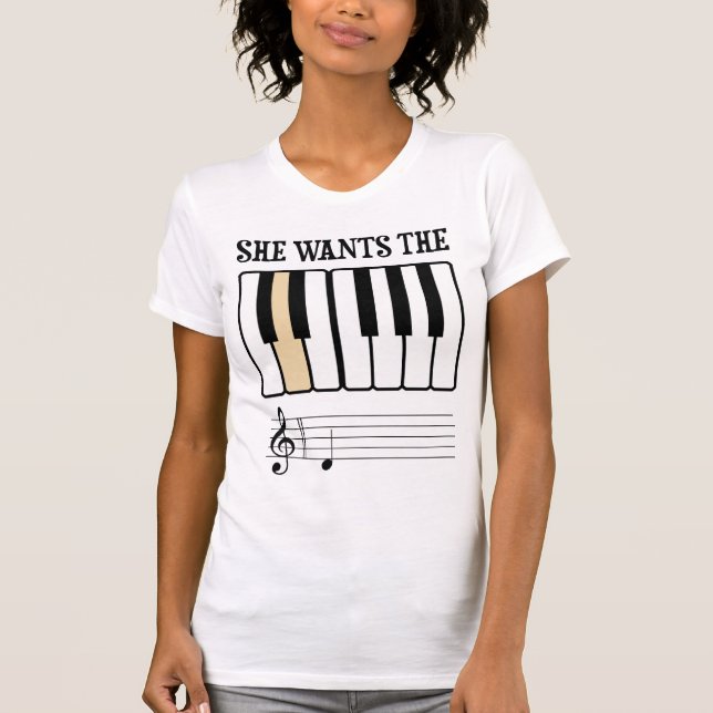 Sie will die d-Klavier-Musik T-Shirt (Vorderseite)