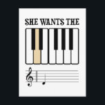 Sie Will die D-Piano-Musik Postkarte<br><div class="desc">Falls es sich nicht selbst erklärt,  wird Noten zur Verfügung gestellt. Sicher,  das Herz eines jeden musikalischen Liebespaars zu gewinnen,  den Sie zu gewinnen beabsichtigen. Großartiges Hemd oder Geschenk für Klavierspieler,  Bandfreaks oder geradeaus aufgerissene Sushbags.</div>