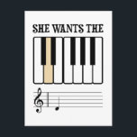 Sie Will die D-Piano-Musik Postkarte<br><div class="desc">Falls es sich nicht selbst erklärt,  wird Noten zur Verfügung gestellt. Sicher,  das Herz eines jeden musikalischen Liebespaars zu gewinnen,  den Sie zu gewinnen beabsichtigen. Großartiges Hemd oder Geschenk für Klavierspieler,  Bandfreaks oder geradeaus aufgerissene Sushbags.</div>