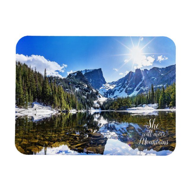 Sie wird Gebirge inspirierendes Foto Zitat bewegen Magnet (Horizontal)