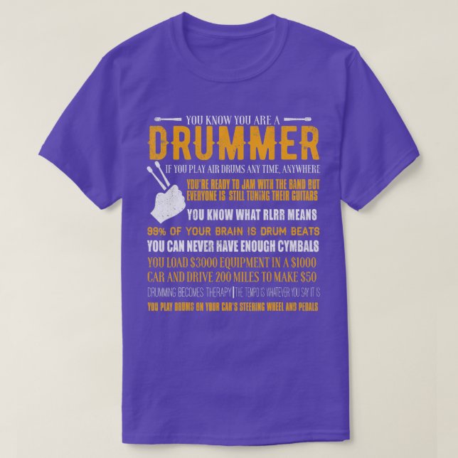 Sie wissen, dass Sie ein Drummer Funny Drummer sin T-Shirt (Design vorne)