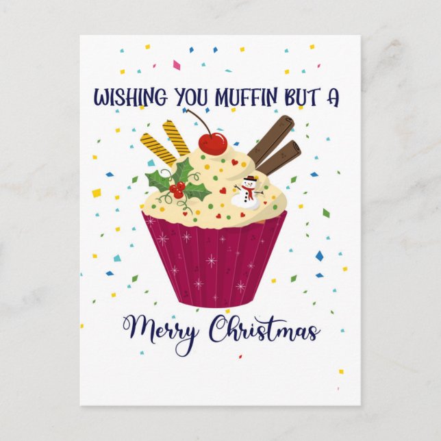 Sie wünschen sich Muffin, aber eine frohe Weihnach Postkarte (Vorderseite)