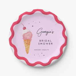 Sie wurde aufgerollt, wavy Pink Red Brautparty Pappteller