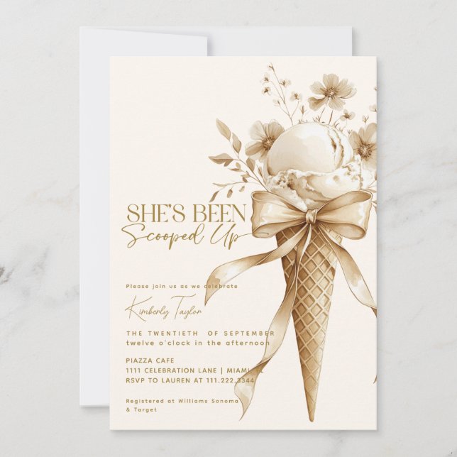 Sie wurde mit Eiscreme-Brautparty vergossen Einladung (Vorderseite)