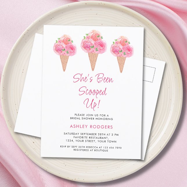 Sie wurde mit Eiscreme-Brautparty vergossen Einladungspostkarte (Von Creator hochgeladen)