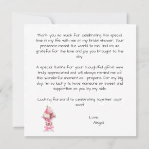 SIE WURDE ZUM BRIDAL SHOWER EINGELADEN DANKESKARTE