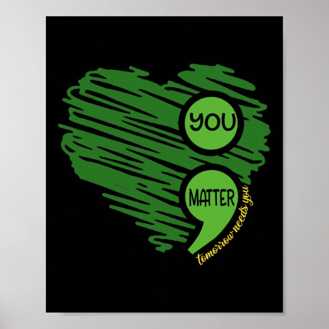 Sie zählen Semicolon Heart Retro Mental Health Awa Poster (Vorne)