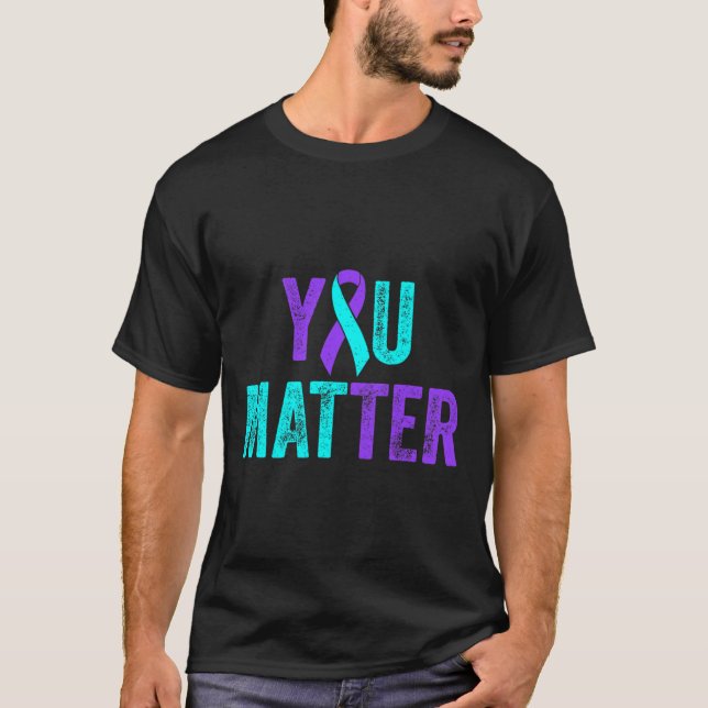 Sie zählen Suizidprävention Aquamarine Lila Awaren T-Shirt (Vorderseite)