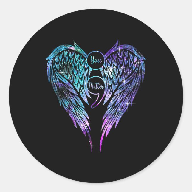 Sie zählen Wings Suizidprävention Awareness (on Runder Aufkleber (Vorderseite)
