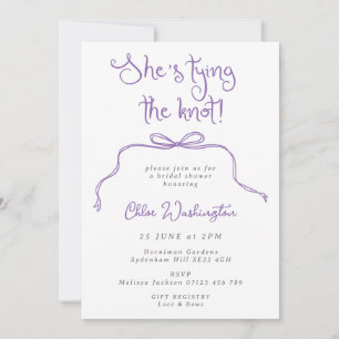 Sie zähmt das Brautparty des Knot Lilac Fun Bow Einladung